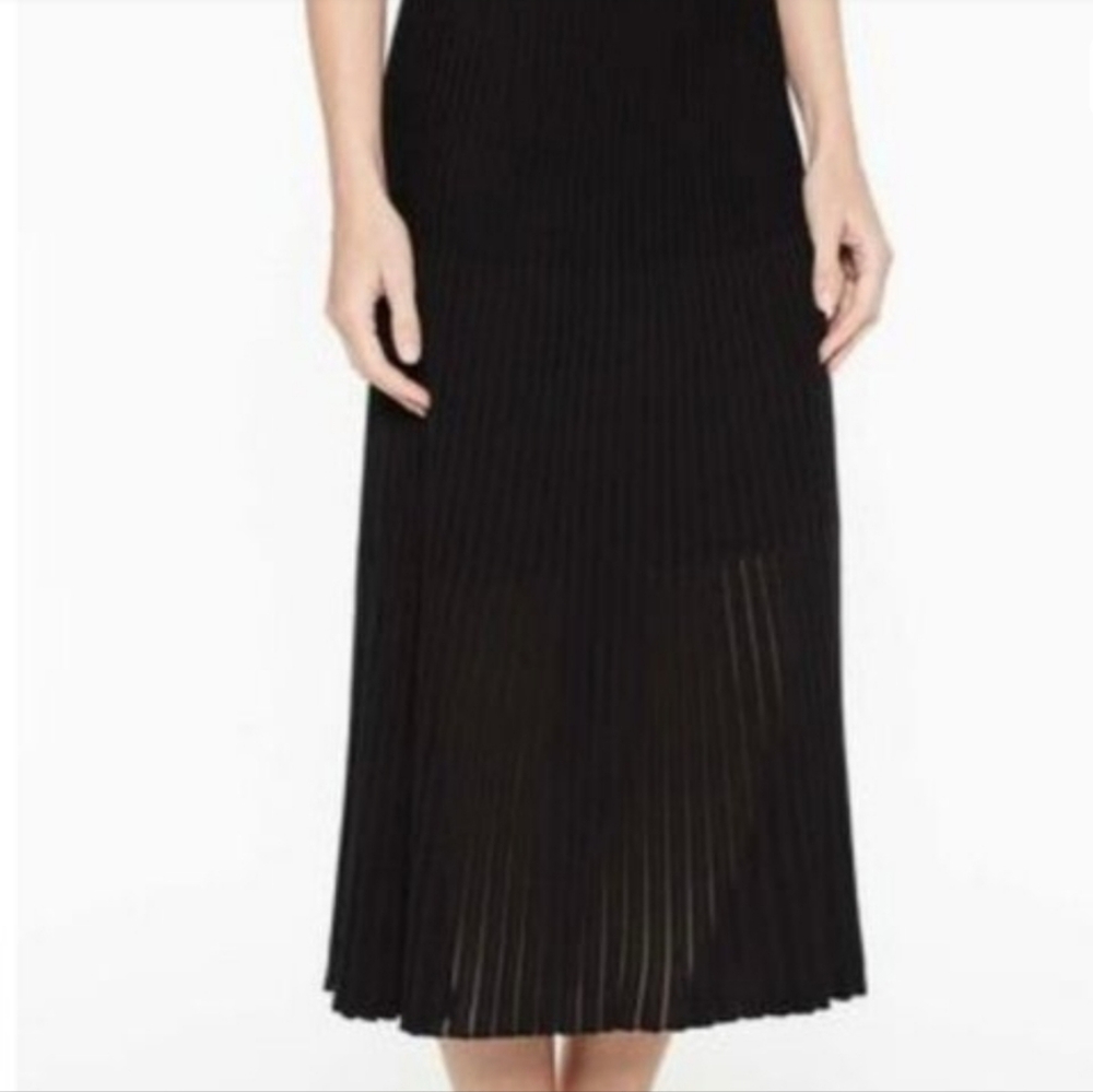 Exclusively Misook Ribbed Pleated Knit Maxi Skirt Black